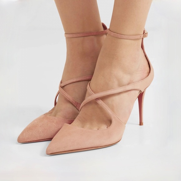 Aquazzura Pink Nude Suede Stiletto Pumps US8.5 - Picture 7 of 15